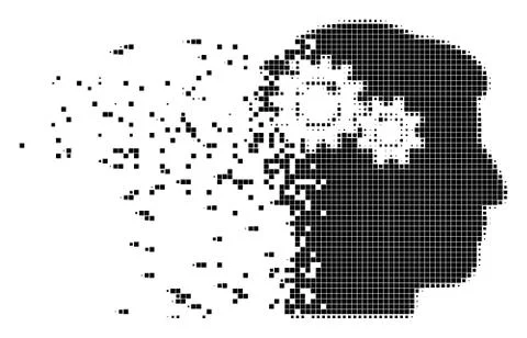 Head Wheels Rotation Dissipated Pixel Icon Stock Illustration