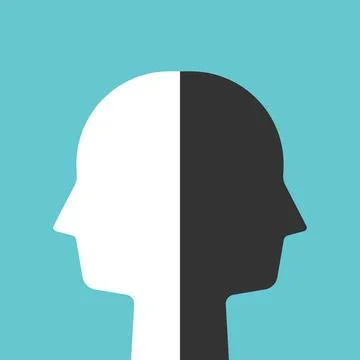 Head, white, black halves Stock Illustration