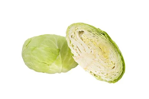 Head white cabbage isolated on white background Stock Photos