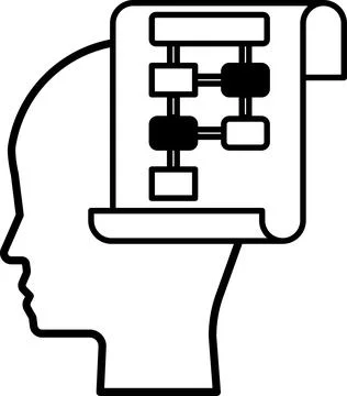 Head with a white paper in front of it Illustrazione stock