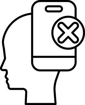 Head with a white phone on it with an X on it Illustrazione stock