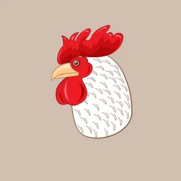The head of a white rooster on a bright comb. The sign of the rooster accor.. Stock Illustration
