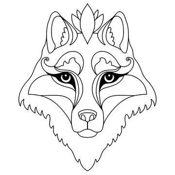 Head of wolf coloring template vector illustration イラスト素材