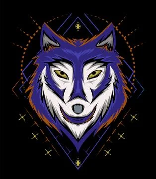 Head wolf vector, wolves face illustration Stock Illustration