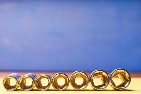 Head wrenches with a colored background. Machine repair tool Stock Photos