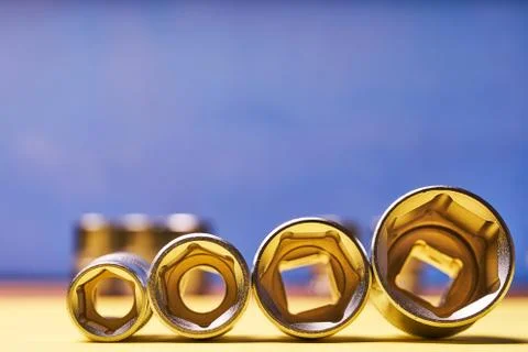 Head wrenches with a colored background. Machine repair tool Stock Photos