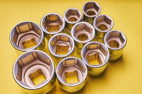 Head wrenches with a colored background. Machine repair tool Stock Photos