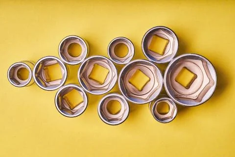 Head wrenches with a colored background. Machine repair tool Stock Photos