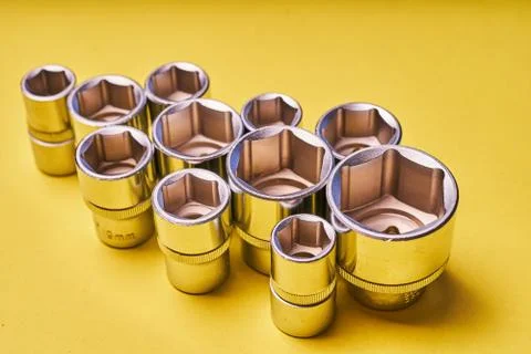 Head wrenches with a colored background. Machine repair tool Stock Photos