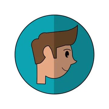 Head young man smiling side shadow Stock Illustration