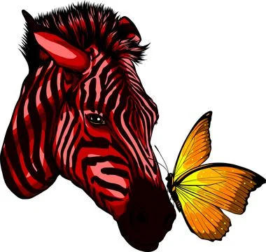 The Head Of Zebra Vector Illustration. Abstract Portrait Of Zebra Isolated On Stock Illustration