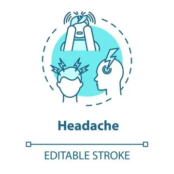 Headache concept icon. Flu infection. Migraine pain. Trouble and stress. Hang Stock Illustration