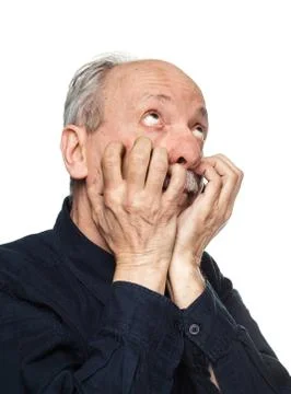 Headache. elderly man Stock Photos