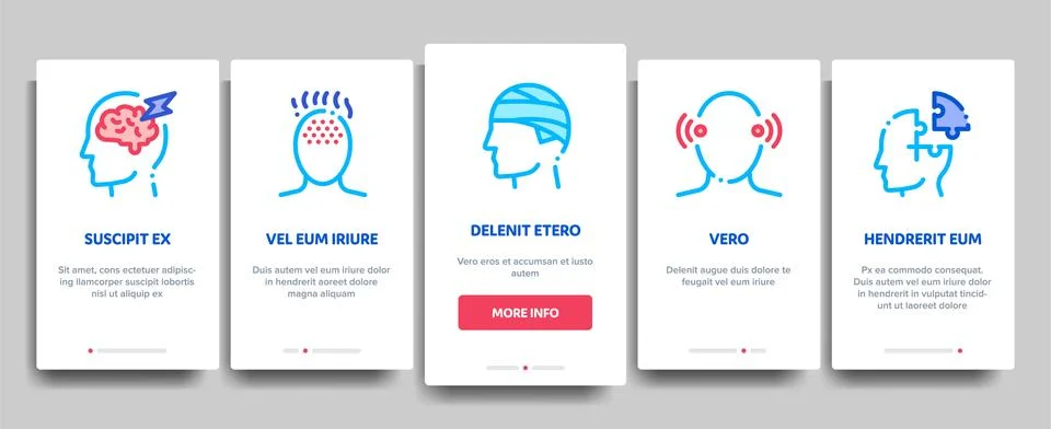 Headache Elements Vector Onboarding Stock Illustration