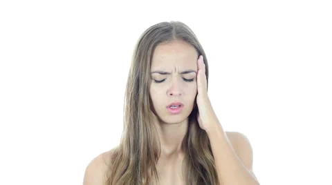 Headache, Frustration, Tension, Depressed Young Woman Stock Footage