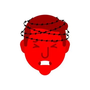Headache. Head pain and barbed wire. Metaphor of problems and reduced health. Stock Illustration