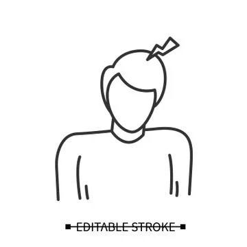 Headache icon.Man having medium intensity migraine Stock Illustration