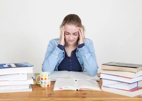 Headache from learning Stock Photos