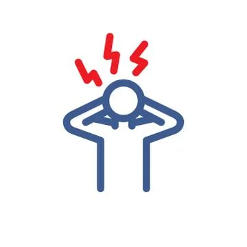 Headache line icon, vector color flat illustration Stock Illustration