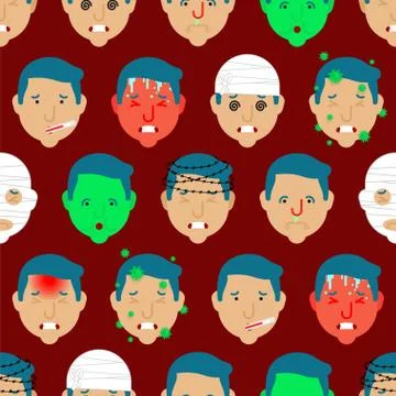 Headache pattern seamless. Head Pain background. Concussion and cold. High fe 스톡 일러스트
