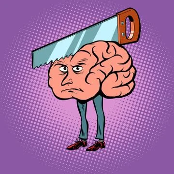 Headache. Saw in the brain Stock Illustration