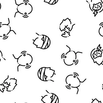 Headache Seamless Pattern Vector イラスト素材