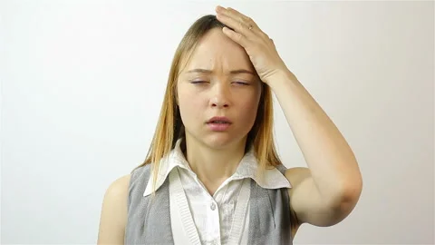 Headache, Stressful Work Overload for a young beautiful woman 스톡 동영상 89758013
