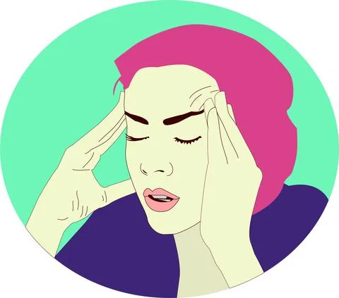 Headache Vector Illustration Portrait 2 Stock Illustration