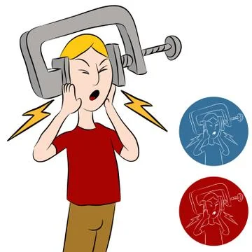 Headache vice man Stock Illustration