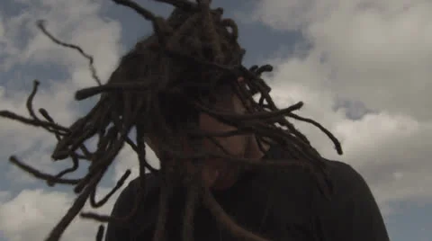 Headbanger at Concert with Dreadlocks in Slow Motion Stock-Footage 23149343