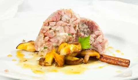 Headcheese with mushrooms Stock Photos