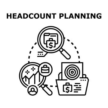 Headcount planning strategy identifying business goals and personnel Illustration