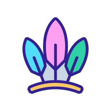 Headdress with three feathers icon vector outline illustration 库存插图