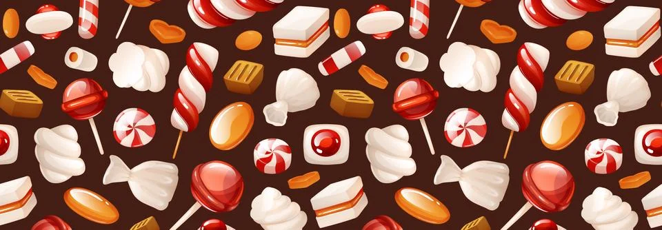 Header with bright pattern of candies. Cartoon Stock Illustration