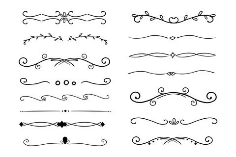 Header divider swirl doodle ethnic border separator flourish collection isolated Stock Illustration