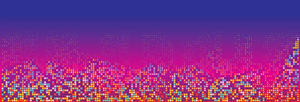 Header footer horizontal vector background template. Abstract night cityline Stock Illustration