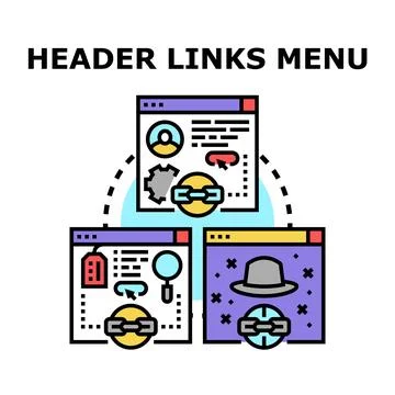 Header links menu managing website navigation process Stockillustratie