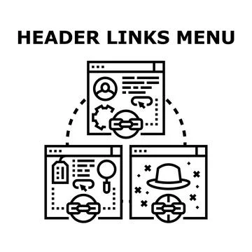 Header links menu managing website navigation process イラスト素材