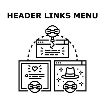 Header links menu structure for website navigation Stock Illustration