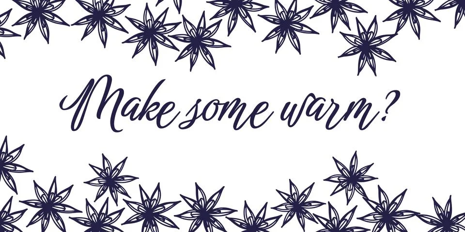 Header make some warm with line vector illustration of star anise. Hand dra.. Stock Illustration