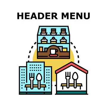 Header menu navigation for food delivery service Stock Illustration