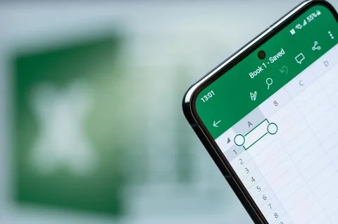 Header of Microsoft excel mobile app Stock Photos
