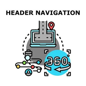 Header navigation concept with 360 degree view Stock Illustration