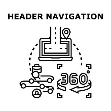 Header navigation concept with 360 degree view Stock Illustration