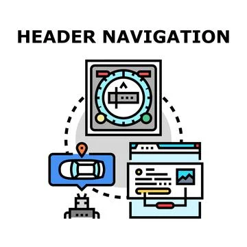 Header navigation concept for web and digital map interface Stock Illustration