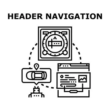 Header navigation concept for web and digital map interface Stock Illustration