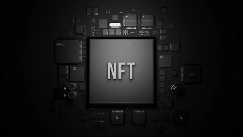 Header "NFT" on the CPU. composition of electronic components and semiconduct Stock Footage 221685784