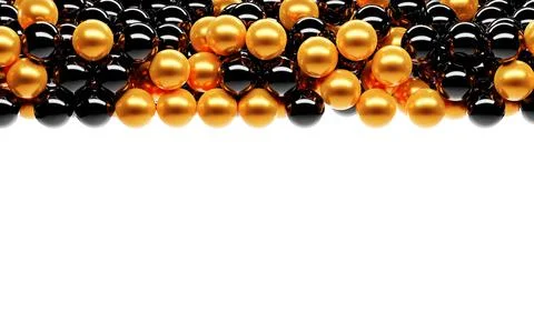 Header pattern for website. Abstract background with golden and black spheres Illustrazione stock