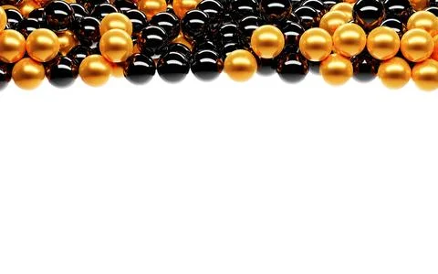 Header pattern for website. Abstract background with golden and black spheres Stock Illustration