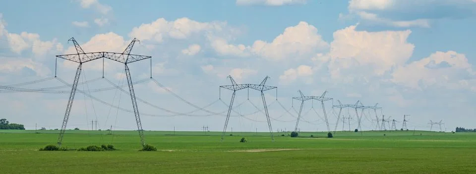 Header with power lines Stock Photos
